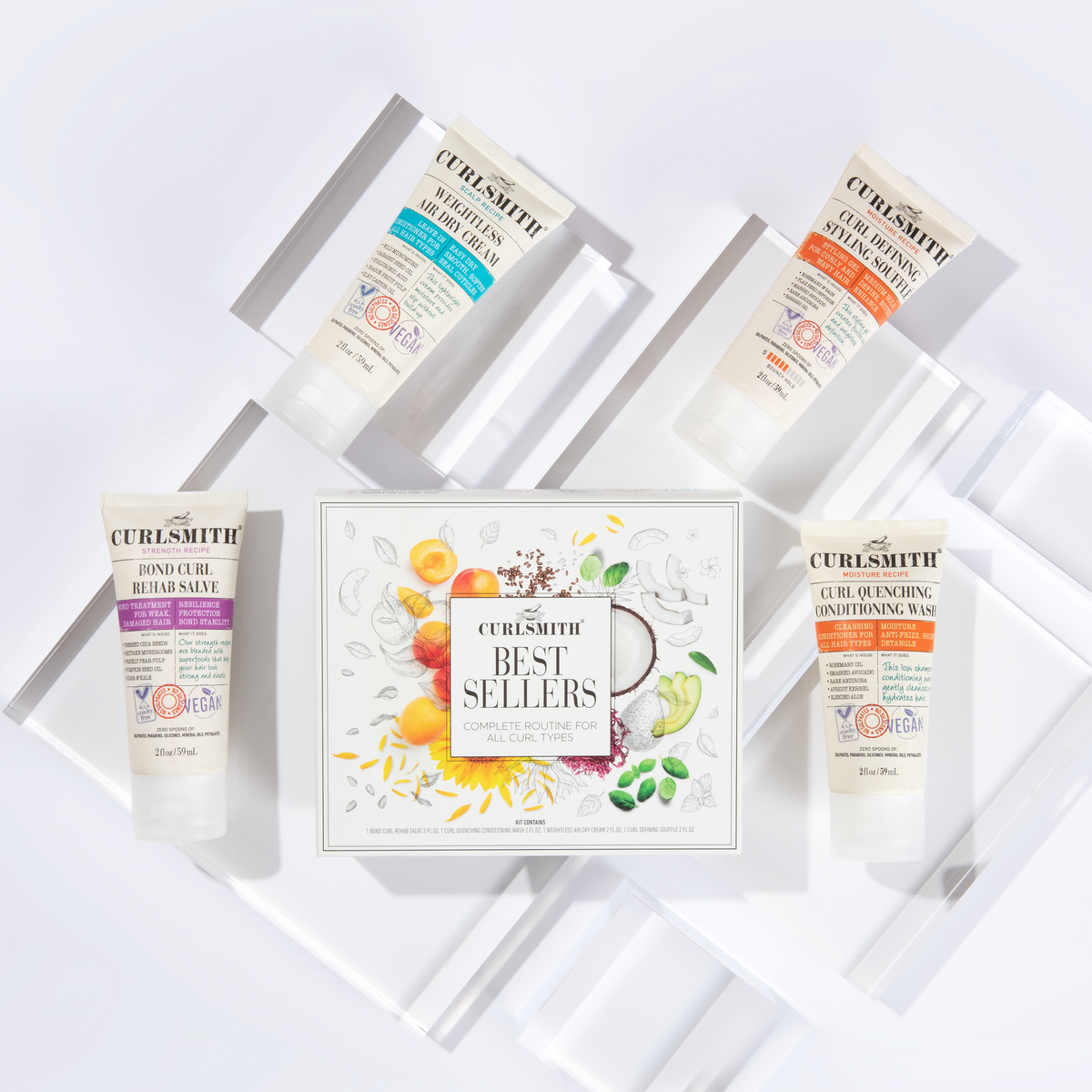 Curlsmithe hair care product packaging on a white background