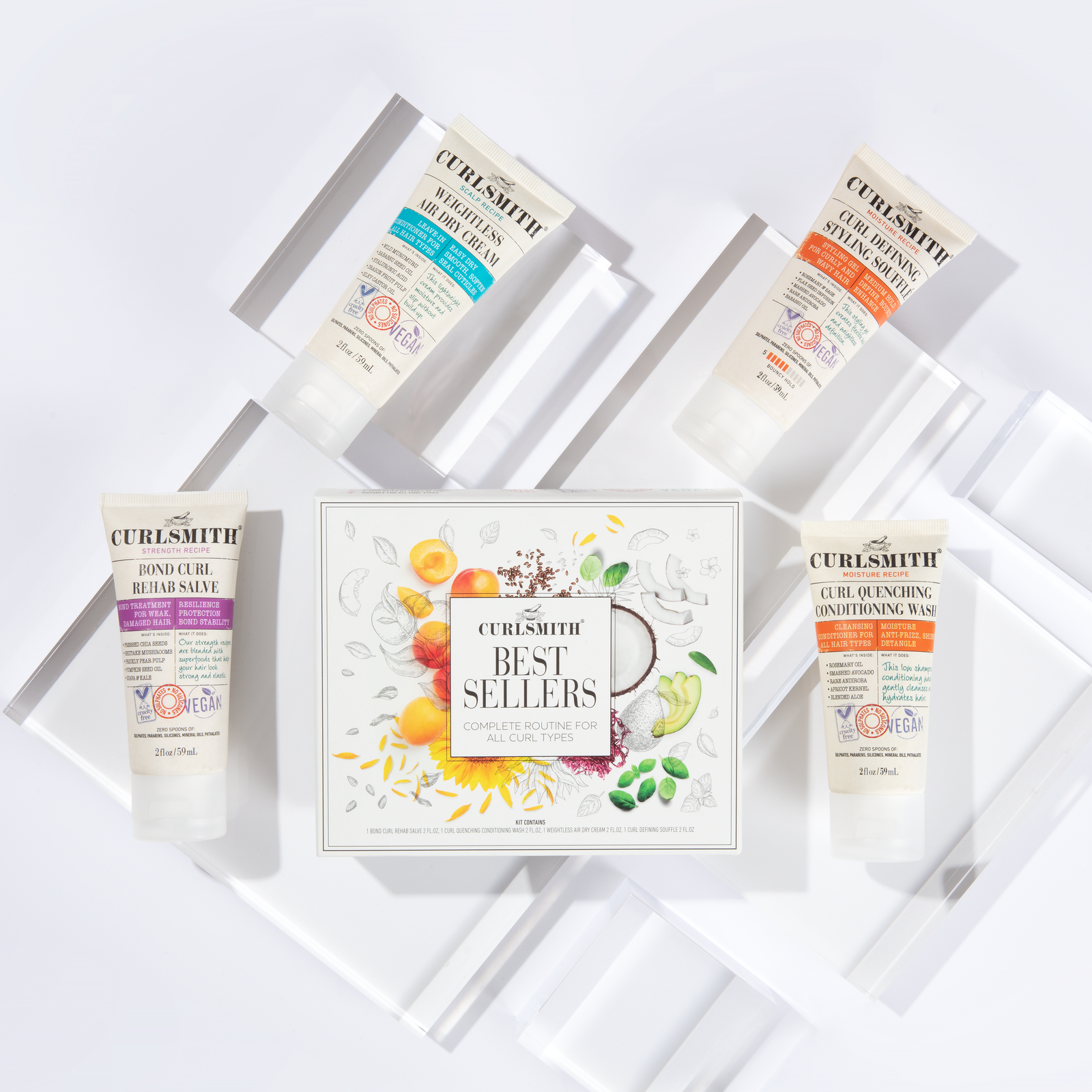 Curlsmithe hair care product packaging on a white background