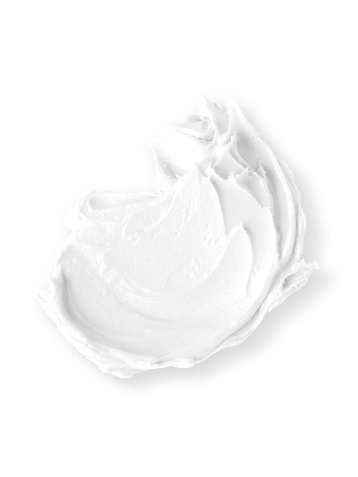 Close-up of a white cream swatch on a white background