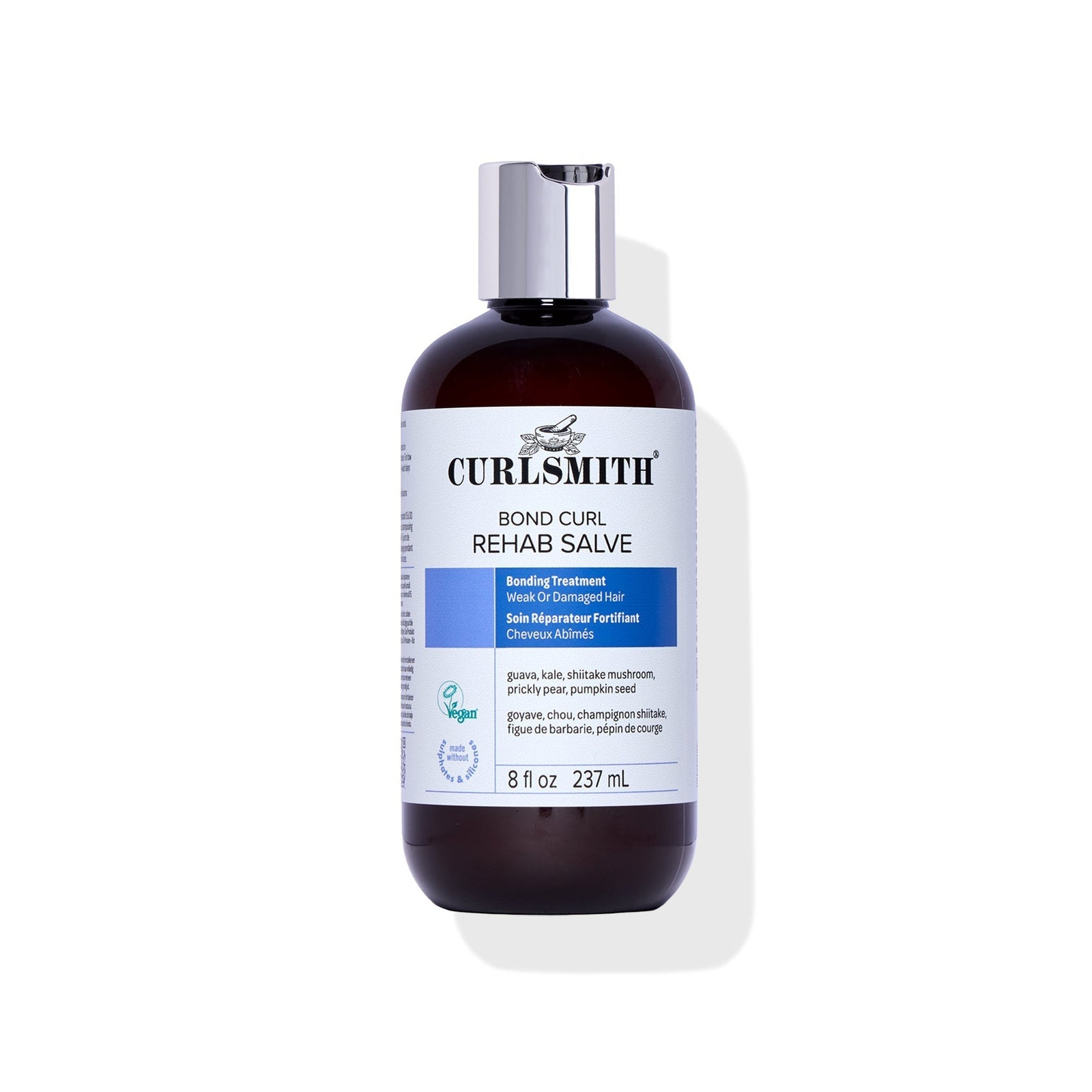 Bottle of Curlsmith Bond Curl Rehab Salve on a white background, Click to enlarge