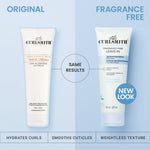 Two Curlsmith hair care products on a light blue background, one labeled 'Original' and the other 'Fragrance Free'.