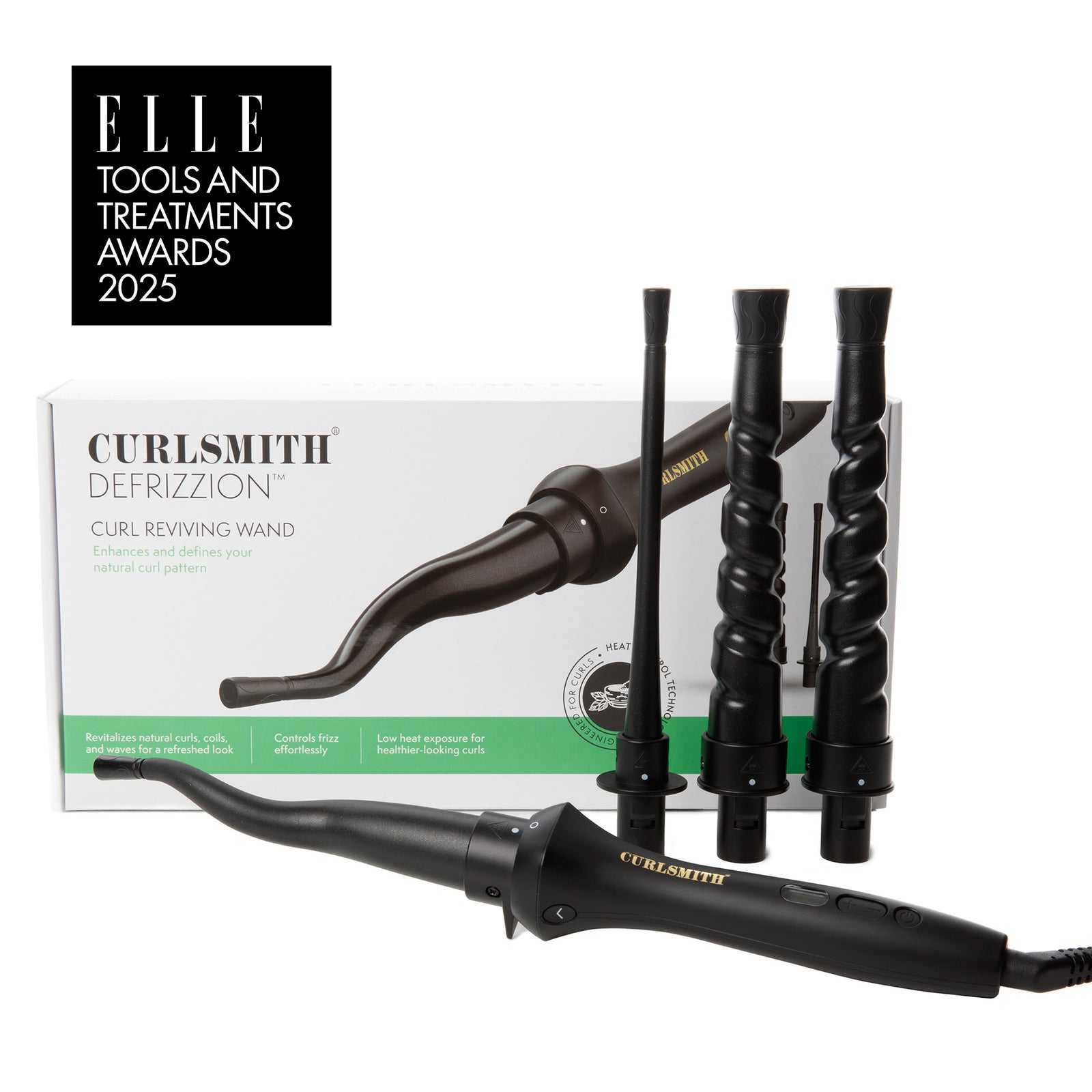 Curlsmithe Defrizzion Curl Reviving Wand with packaging on a white background