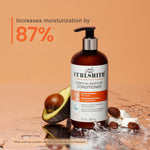 moisture conditioner bottle with avocado and almonds on a brown background
