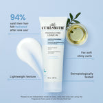 Curlsmith Fragrance-Free Leave-In product with text on a blue background