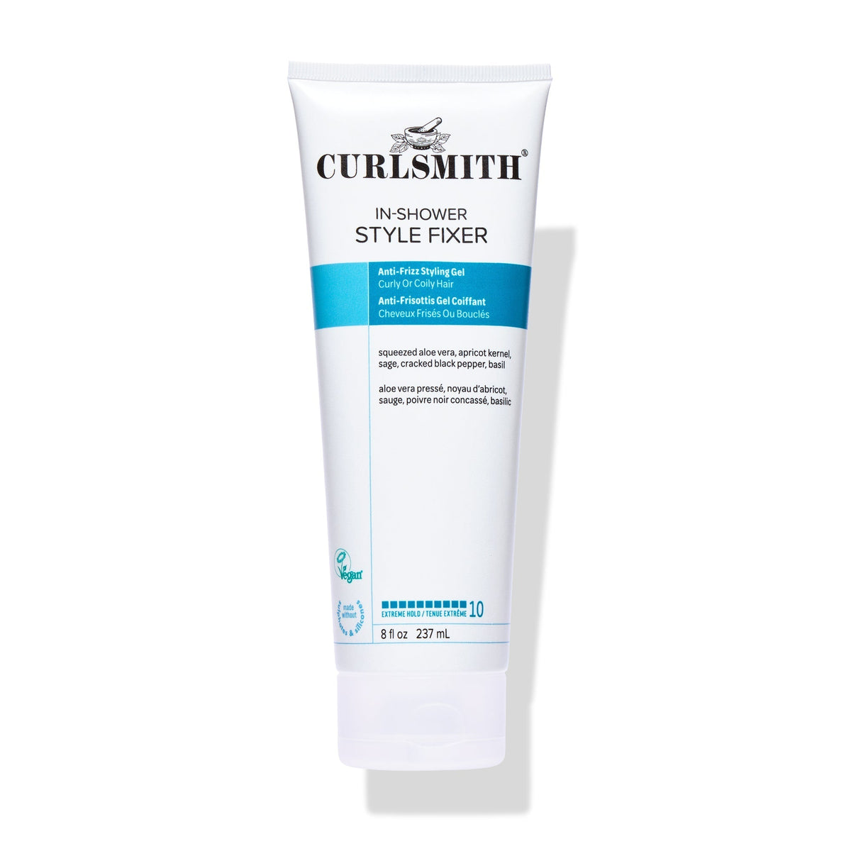 Curlsmith In-Shower Style Fixer tube on a white background