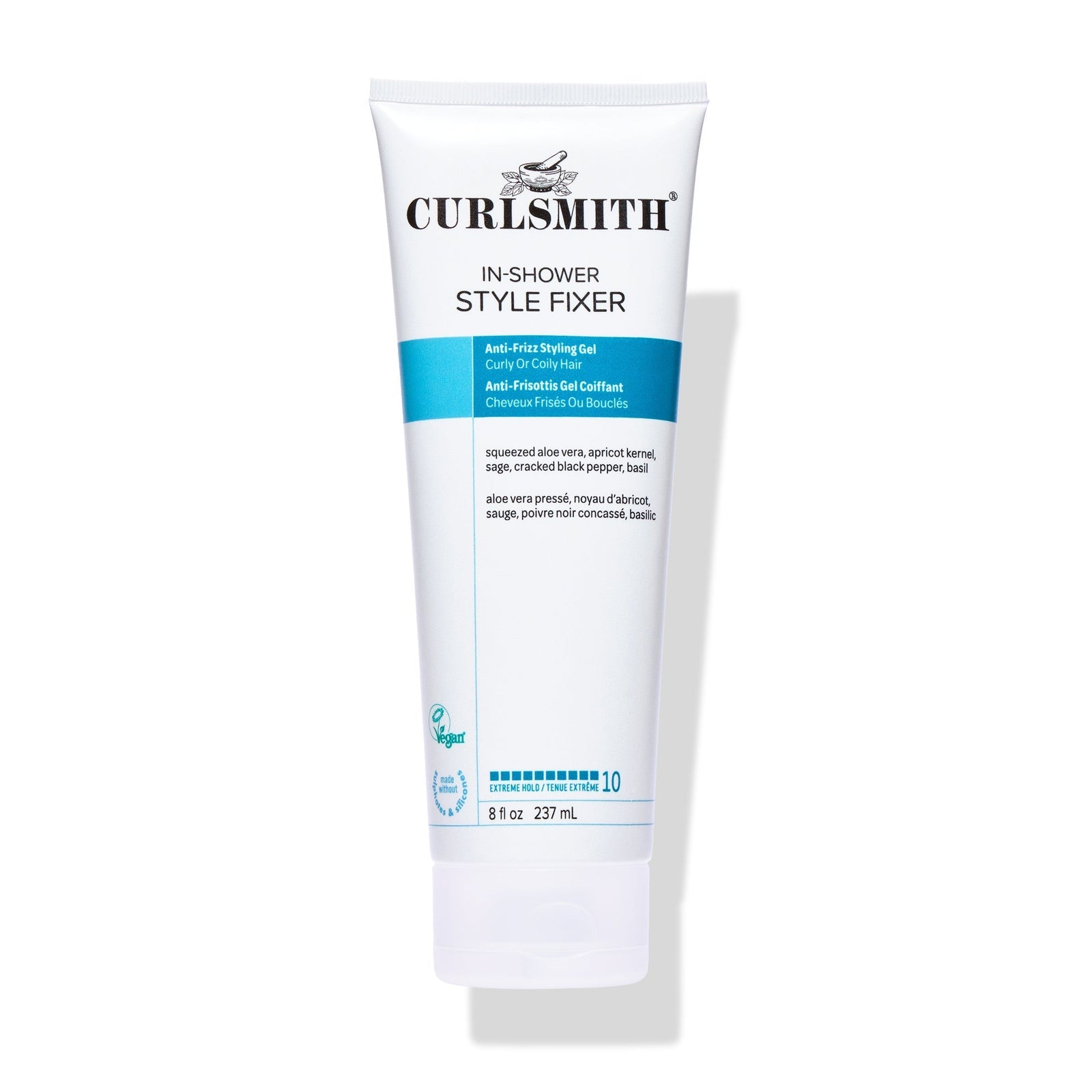 Curlsmith In-Shower Style Fixer tube on a white background, Click to enlarge